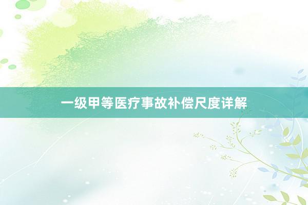 一级甲等医疗事故补偿尺度详解